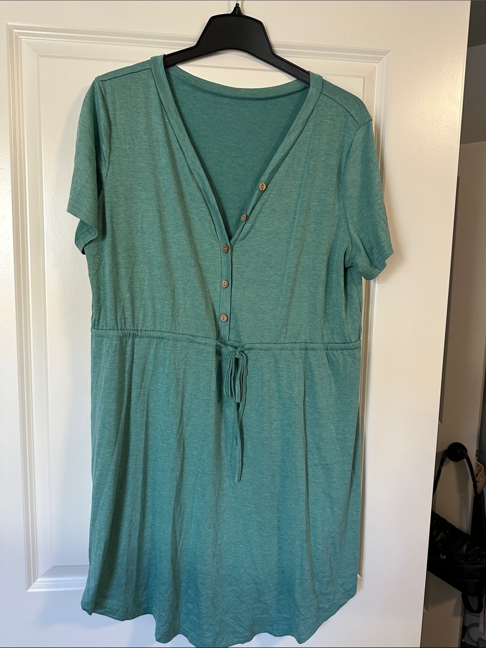Casual Teal V-Neck Drawstring Women’s Swim Coverup